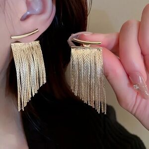 Chain Tassel Dangle Earrings – Elegant Retro Style Elegant Gold Fringe Earrings